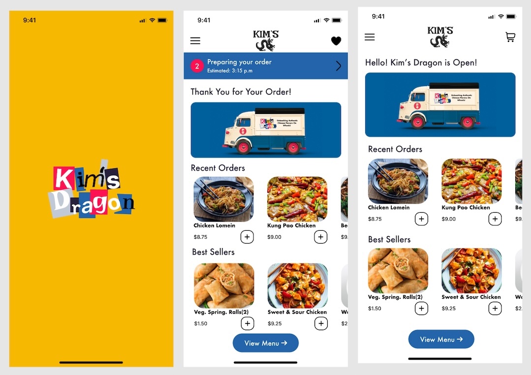 Screenshots of the high-fidelity prototype