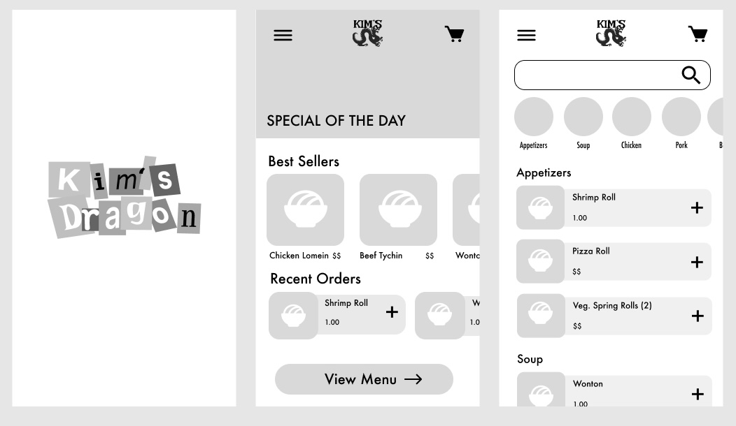 Screenshots of the low-fidelity prototype