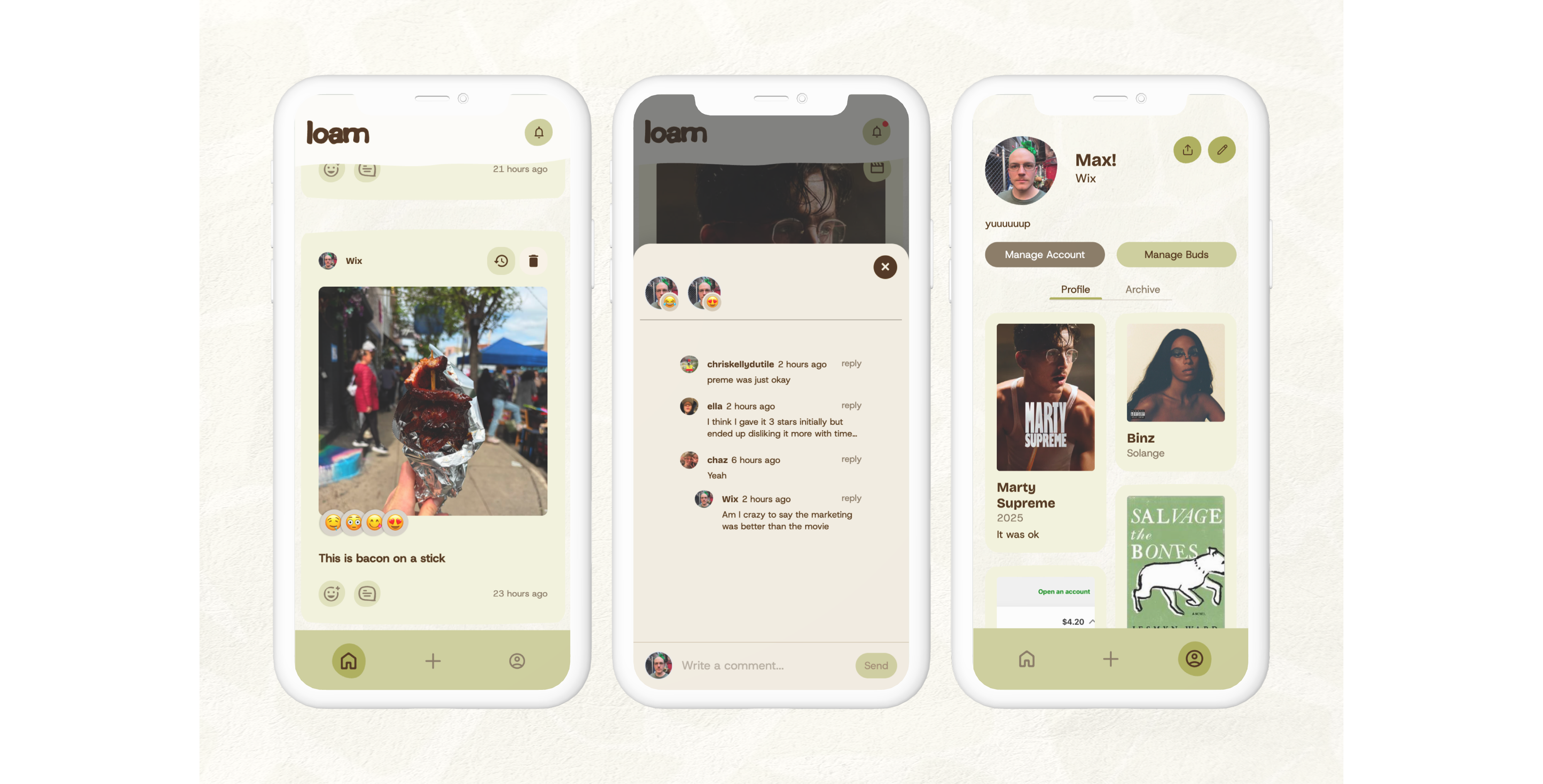 Screenshot of the final product screens